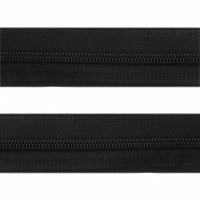 Рулонная молния с покрытием PVC спираль тип 3 (упак.270м) -черная с полосой СВО - купить в Норильске. Цена: 12.74 руб.
