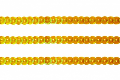 Пайетки "ОмТекс" на нитях, CREAM, 6 мм С / упак.73+/-1м, цв. 92 - золото - купить в Норильске. Цена: 484.77 руб.