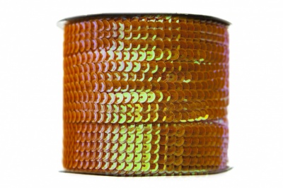 Пайетки "ОмТекс" на нитях, CREAM, 6 мм С / упак.73+/-1м, цв. 88 - оранжевый - купить в Норильске. Цена: 300.55 руб.