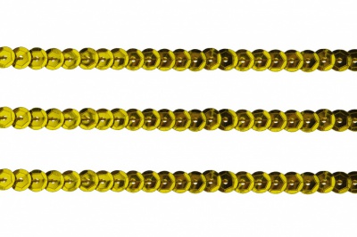 Пайетки "ОмТекс" на нитях, SILVER-BASE, 6 мм С / упак.73+/-1м, цв. А-1 - т.золото - купить в Норильске. Цена: 468.37 руб.