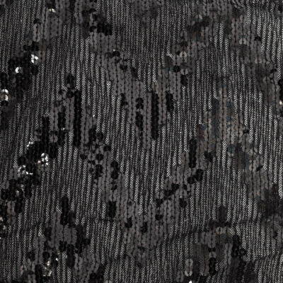 Трикотажное полотно с пайетками, шир.130 см, #311-бахрома чёрная - купить в Норильске. Цена 1 183.35 руб.