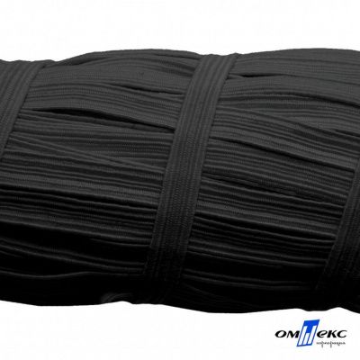 Резиновые нити с текстильным покрытием, шир. 6 мм (55 м/уп), цв.-черный - купить в Норильске. Цена: 210.75 руб.