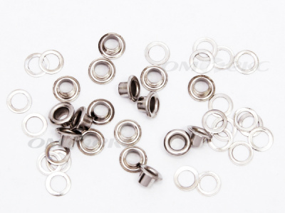Люверсы металлические, блочка/кольцо, №3 (5 мм) упак.1000 шт- цв.никель - купить в Норильске. Цена: 215.60 руб.