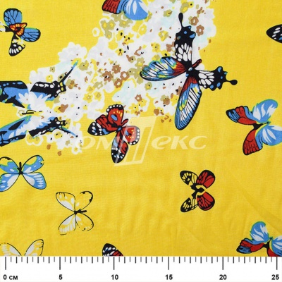 Плательная ткань "Софи" 7.2, 75 гр/м2, шир.150 см, принт бабочки - купить в Норильске. Цена 241.49 руб.