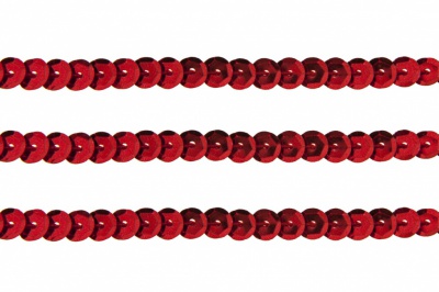 Пайетки "ОмТекс" на нитях, SILVER-BASE, 6 мм С / упак.73+/-1м, цв. 3 - красный - купить в Норильске. Цена: 468.37 руб.