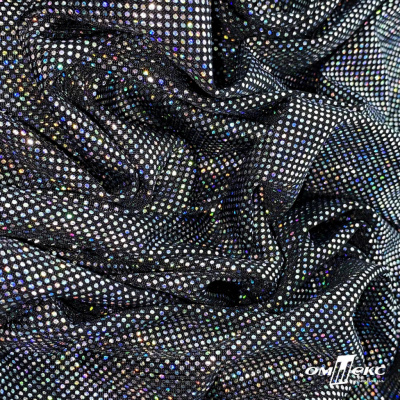 Трикотажное полотно голограмма, шир.140 см, #601-хамелеон чёрный - купить в Норильске. Цена 452.76 руб.
