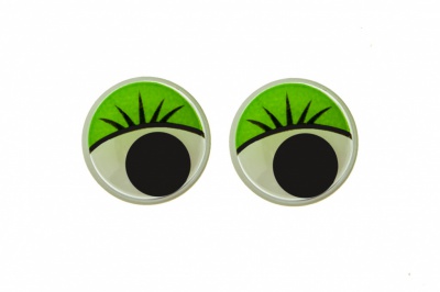 Глазки для игрушек, круглые, с бегающими зрачками, 15 мм/упак.50+/-2 шт, цв. -зеленый - купить в Норильске. Цена: 113.01 руб.
