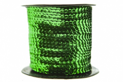 Пайетки "ОмТекс" на нитях, SILVER-BASE, 6 мм С / упак.73+/-1м, цв. 4 - зеленый - купить в Норильске. Цена: 484.77 руб.
