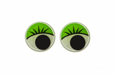Глазки для игрушек, круглые, с бегающими зрачками, 12 мм/упак.50+/-2 шт, цв. -зеленый - купить в Норильске. Цена: 95.04 руб.
