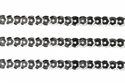Пайетки "ОмТекс" на нитях, SILVER-BASE, 6 мм С / упак.73+/-1м, цв. 1 - серебро - купить в Норильске. Цена: 468.37 руб.