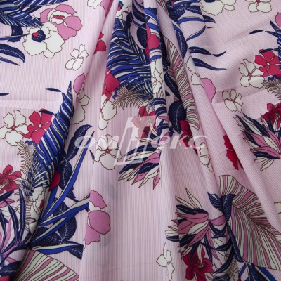 Плательная ткань "Фламенко" 18.1, 80 гр/м2, шир.150 см, принт растительный - купить в Норильске. Цена 239.03 руб.