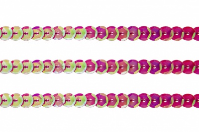 Пайетки "ОмТекс" на нитях, CREAM, 6 мм С / упак.73+/-1м, цв. 89 - розовый - купить в Норильске. Цена: 468.37 руб.