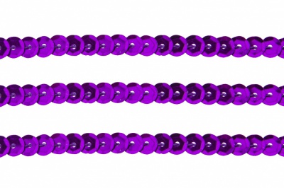 Пайетки "ОмТекс" на нитях, SILVER-BASE, 6 мм С / упак.73+/-1м, цв. 12 - фиолет - купить в Норильске. Цена: 300.55 руб.